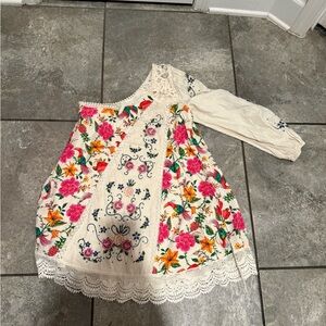 FARM Rio One Shoulder Dress with Floral Embroidery size XS